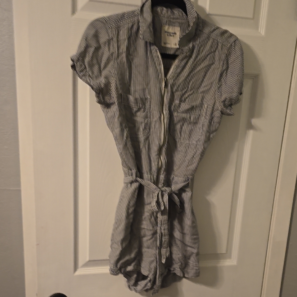 Abercrombie & Fitch Navy and White Striped Jacket